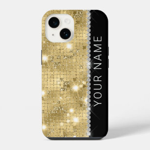 Sparkle Gold Glitter Custom Name iPhone 14 Case
