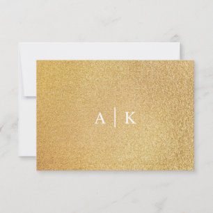 Sparkle Gold Glitter Wedding Bride Groom Initials Thank You Card