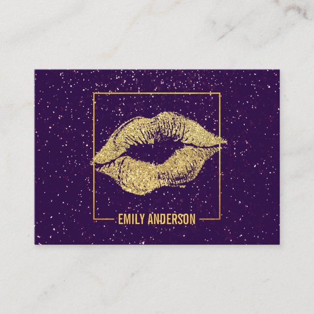Sparkle Gold Kiss and Frame Business Card (Front)