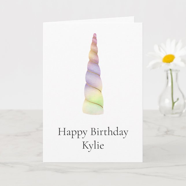 Sparkle Gold Pink Purple Lime Unicorn Birthday  Card (Small Plant)