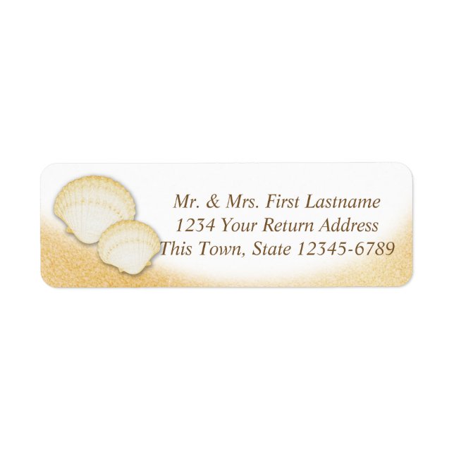 Sparkle Gold Seashell Beach Starfish Return Address Label (Front)