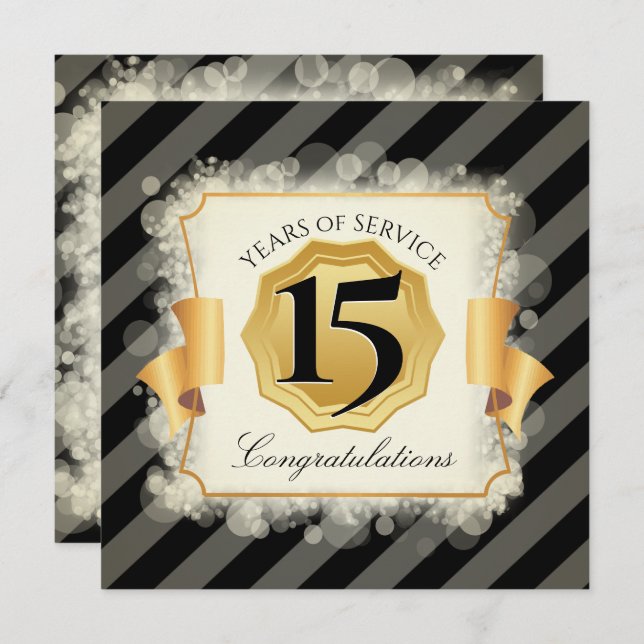 Sparkle gold universal employee anniversary card (Front/Back)