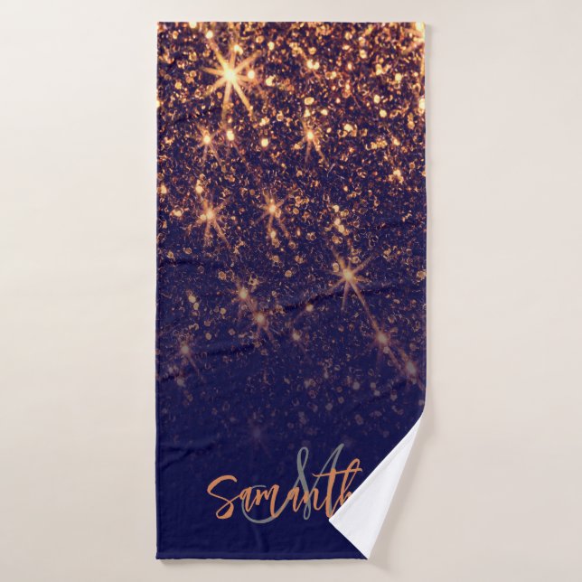 Sparkle Golden Glitter Bath Towel Set (Bath Towel)
