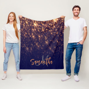 Sparkle Golden Glitter Fleece Blanket
