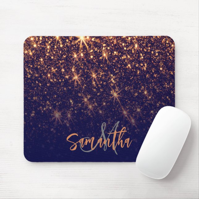 Sparkle Golden Glitter Mouse Pad (With Mouse)