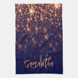 Sparkle Golden Glitter Tea Towel
