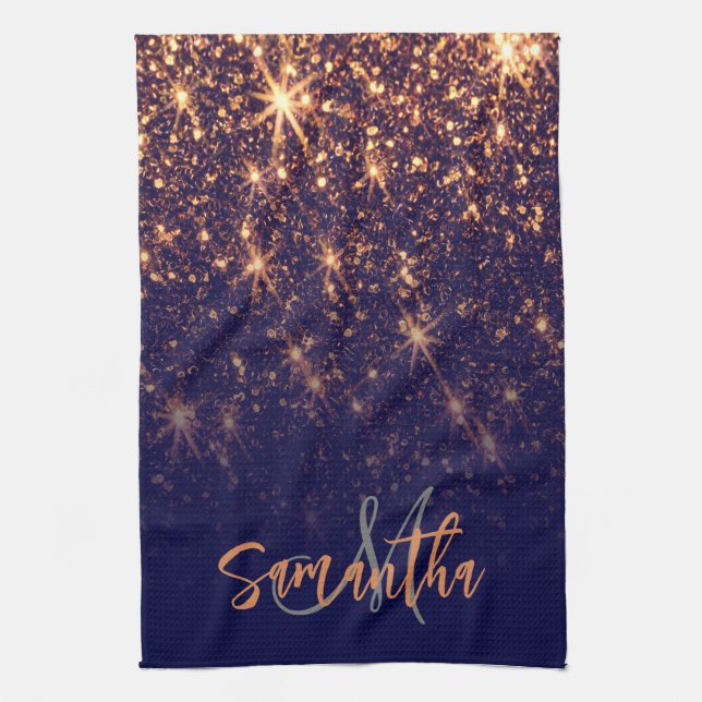 Sparkle Golden Glitter Tea Towel (Vertical)