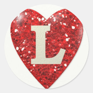 Sparkle Heart Red L Classic Round Sticker