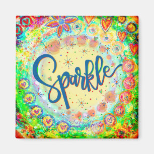 Sparkle Hearts Pretty Floral Colourful Inspirivity Magnet