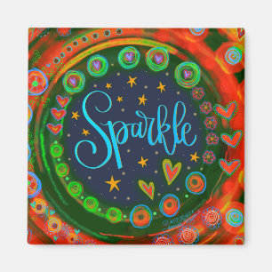Sparkle Hearts Pretty Funny Colorful Inspirivity Magnet