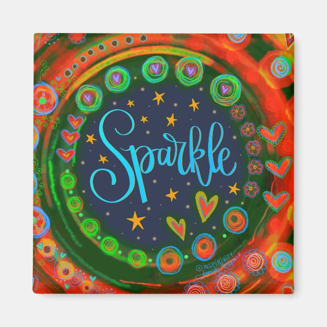 Sparkle Hearts Pretty Funny Colourful Inspirivity Magnet (Front)