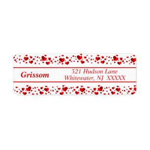 Sparkle Hearts Return Address - Label