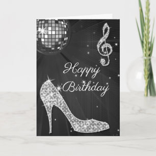 Sparkle Heels Black & Silver Disco Ball Card