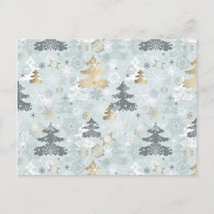 Sparkle Holiday Christmas Tree Snowflake Pattern Postcard