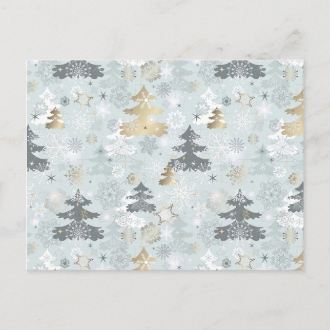 Sparkle Holiday Christmas Tree Snowflake Pattern Postcard (Front)