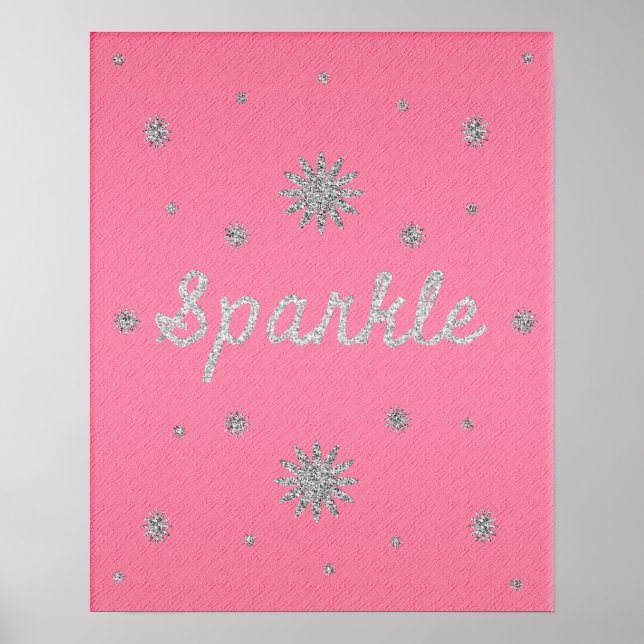 Sparkle Hot Pink with Silver Glitter Poster (Front)