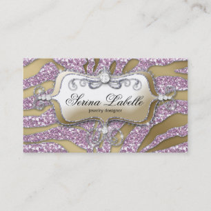 Sparkle Jewellery Business Card Zebra Gold Pink