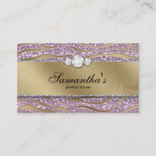 Sparkle Jewellery Business Card Zebra Gold Pink 2