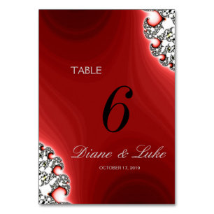 Sparkle Jewellery Red Wedding Menu+Table Card