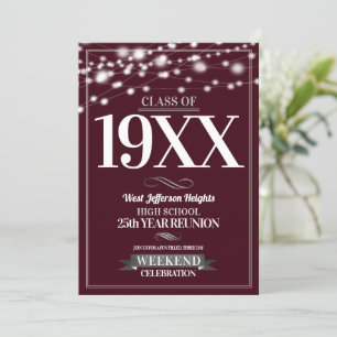 Sparkle Lights School Colours Class Reunion Invitation