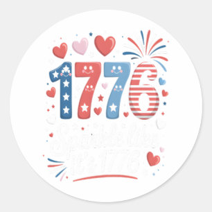 Sparkle Like It’s 1776 4th of July Fireworks Classic Round Sticker