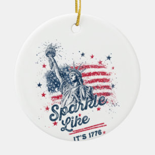 Sparkle Like It's 1776, Patriotic Design, American Ceramic Ornament
