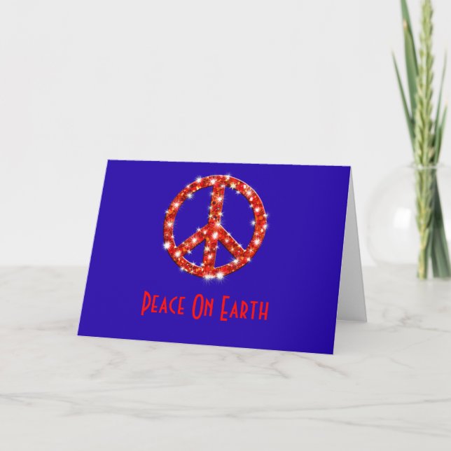 Sparkle Look Peace Sign Holiday Card (Front)