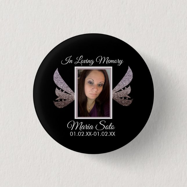 Sparkle Memorial Funeral Burial Wing  3 Cm Round Badge (Front)