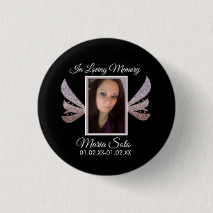 Sparkle Memorial Funeral Burial Wing 3 Cm Round Badge