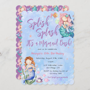 Sparkle Mermaid Bash Birthday  Invitation