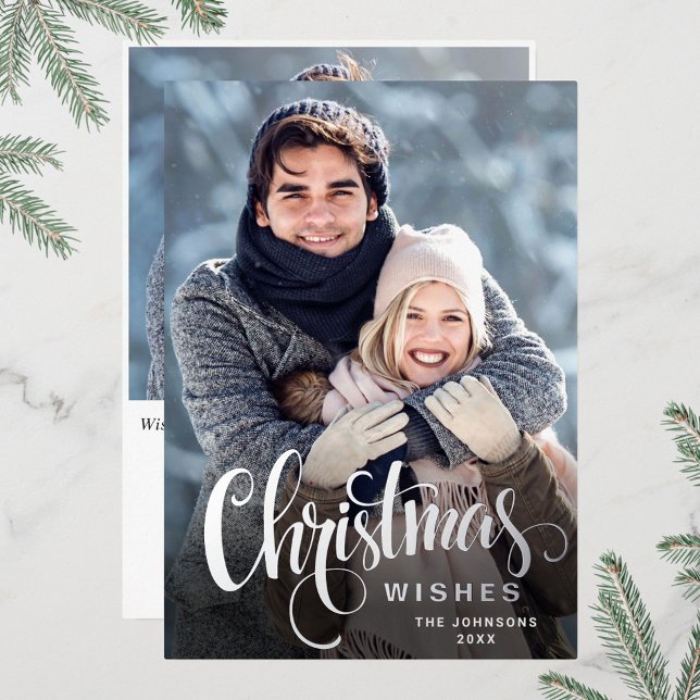 Sparkle Merry Christmas 2 PHOTO Greeting Silver Foil Holiday Card (Creator Uploaded)