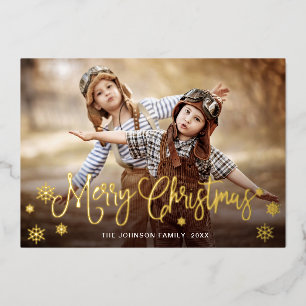 Sparkle Merry Christmas PHOTO Greeting Gold Foil H Holiday Card