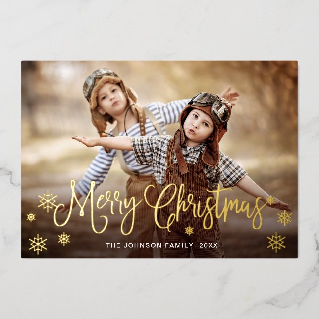 Sparkle Merry Christmas PHOTO Greeting Gold Foil H Holiday Card (Front)