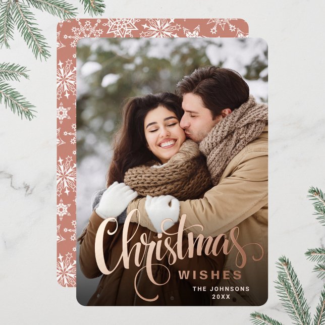 Sparkle Merry Christmas PHOTO Greeting Rose Gold Foil Holiday Card (Creator Uploaded)