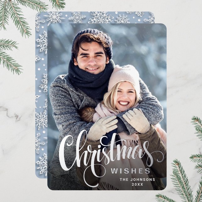 Sparkle Merry Christmas PHOTO Greeting Silver Foil Holiday Card (Creator Uploaded)