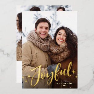 Sparkle Modern Christmas 5 PHOTO Greeting Gold Foil Holiday Card