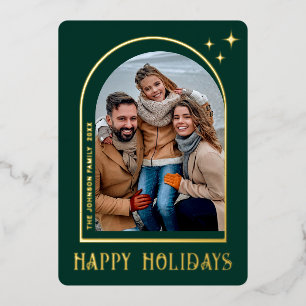 Sparkle Modern Christmas PHOTO Greeting Gold Foil Holiday Card