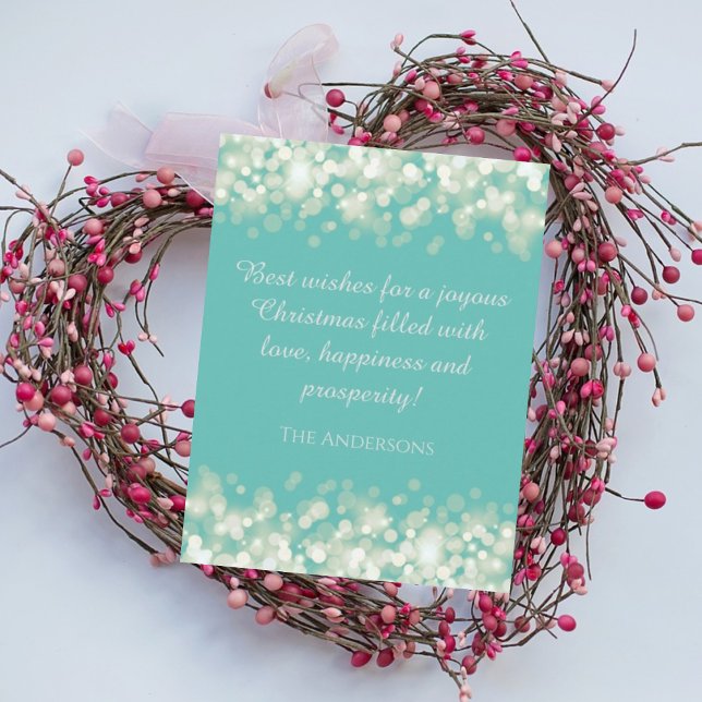 Sparkle modern elegant mint Christmas card (Creator Uploaded)