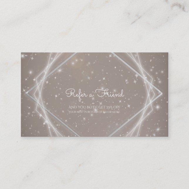Sparkle Modern Geometric Salon Refer a Friend Referral Card (Front)