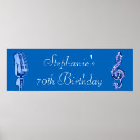 Sparkle Music Note and Retro Microphone Birthday