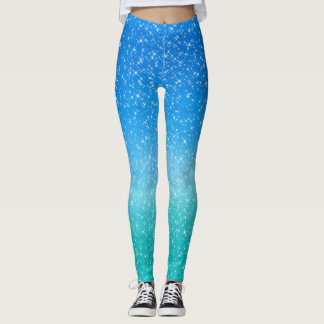  Sparkle Ombre Blue and Green glitter  Leggings