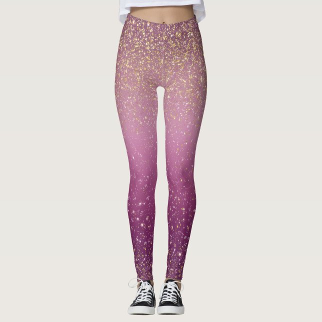 Sparkle Ombre Pink Pattern  Leggings (Front)