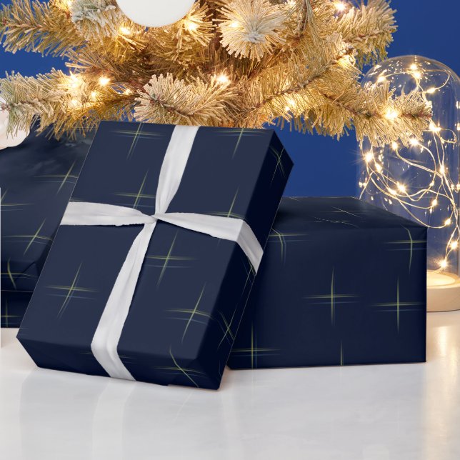 Sparkle Pattern On Navy Wrapping Paper (Holidays)