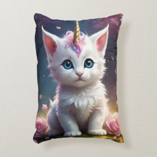 "Sparkle Paws: The Enchanting Unicorn Kitten" Decorative Cushion