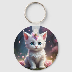 "Sparkle Paws: The Enchanting Unicorn Kitten" Key Ring