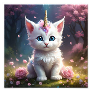 "Sparkle Paws: The Enchanting Unicorn Kitten" Photo Print