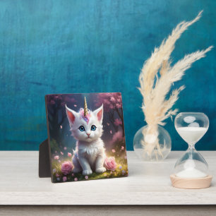 "Sparkle Paws: The Enchanting Unicorn Kitten" Plaque