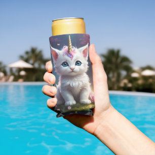 "Sparkle Paws: The Enchanting Unicorn Kitten" Seltzer Can Cooler