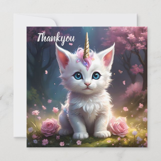 "Sparkle Paws: The Enchanting Unicorn Kitten" Thank You Card (Front)