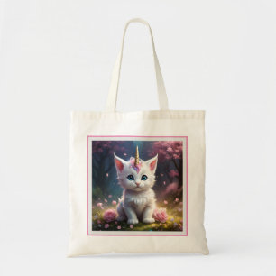 "Sparkle Paws: The Enchanting Unicorn Kitten" Tote Bag